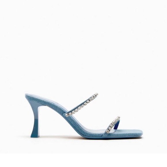 Zara Shoes - ‼️WOW‼️ZARA DENIM HIGH-HEEL SANDALS WITH RHINESTONES‼️‼️‼️